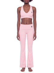 Flora Halter & Flared Yoga Sports Matching Set - In Pink